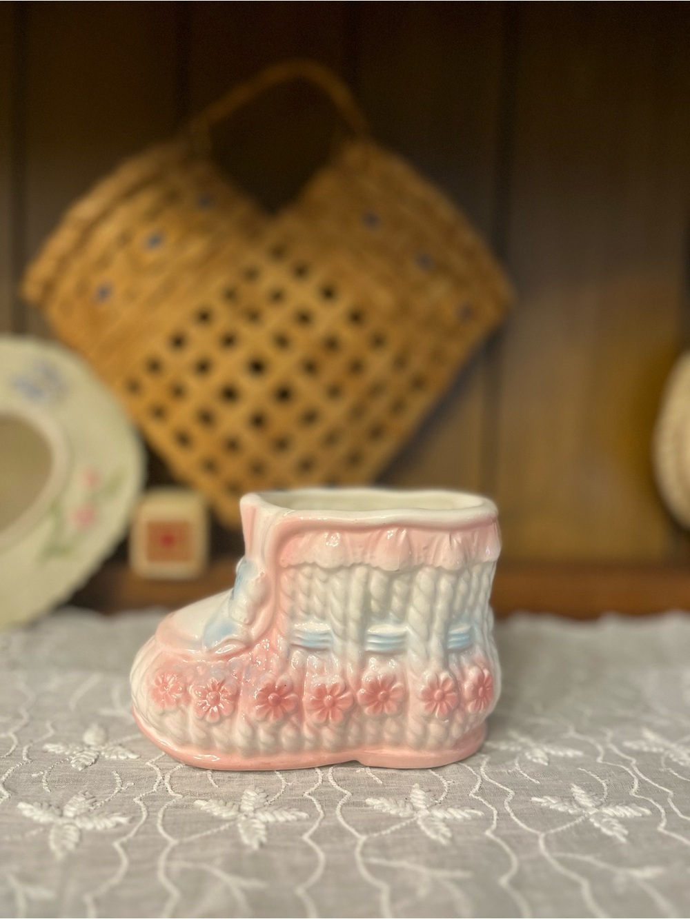 Vintage Ceramic Baby Bootie Planter